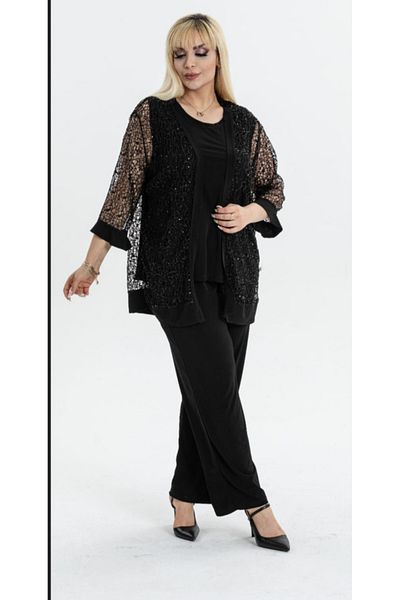Te&Te Women's Plus Size 3-Piece Sequined Suit