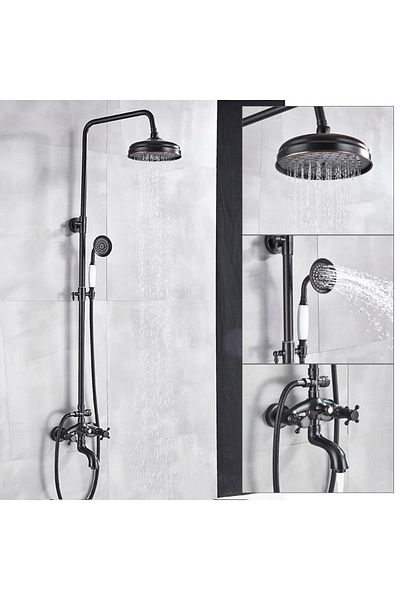 Blackswan Design Shower faucet, Blackswan, Type M17.2 white ceramic, antiqued black model, size 20 cm