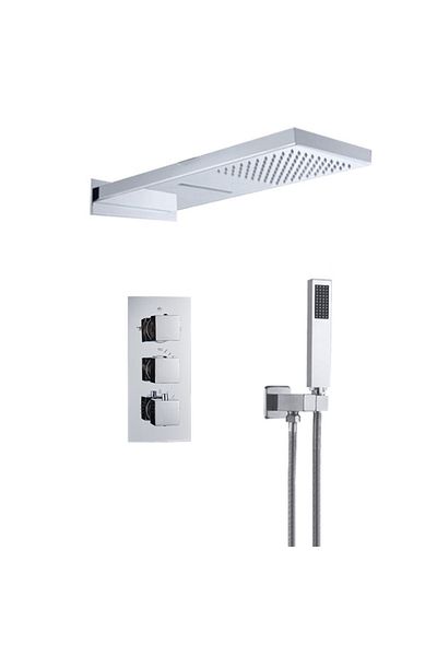 Blackswan Design Shower mixer set, Blackswan, Type M197, chrome model, with thermostat and 2-mode shower head, 55 cm