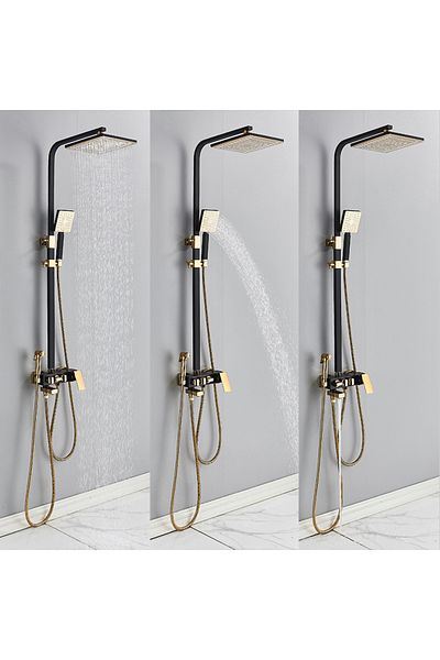 Blackswan Design Shower mixer, Blackswan, Type M62.8, black/gold model, size 21.7 cm