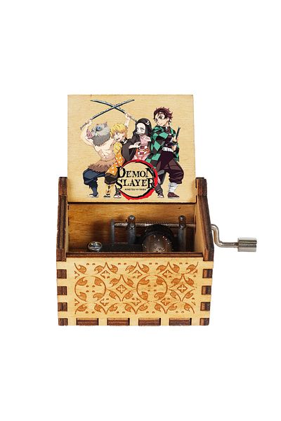 Disney Demon Slayer3 Wooden Music Box Frozen and Demon Slayer Beauty Hand Cranked Home Decoration Carved Mu