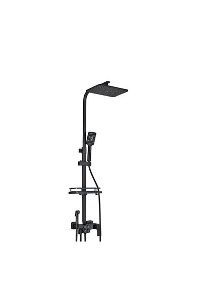 Blackswan Design Shower column, Blackswan, Type M132, black adjustable, movable spout, pressure shower, digital display, 120 cm