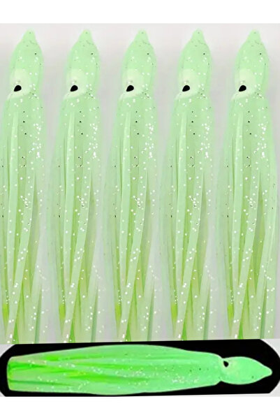 eagenset Silikon Ahtapot Fosforlu Glow Yeşil Yapay Yem Olta Takımı, Çapari, J...