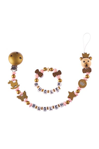 Sahi Aksesuar Isimli Emzik Zinciri Ve Emzik Askı Seti - Bebek Hediyesi