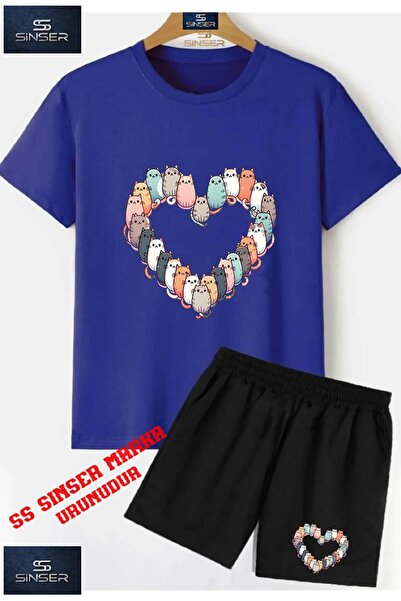 SS SİNSER Παιδικό μπλουζάκι με στρογγυλή λαιμόκοψη και στάμπα "CATS HEART SHA...