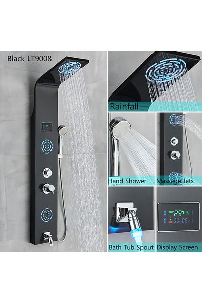 Blackswan Design Panel dus, Blackswan, Tip M9008 model negru cu LED, afisaj digital, pipa si functii SPA, 114 cm
