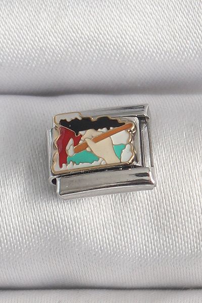 E BULURUM 316L Steel Silver Color Colorful Palette Brush Embroidered Model Nomination Charm