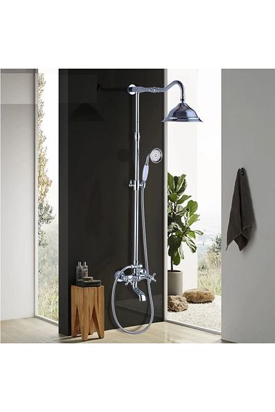 Blackswan Design Shower faucet, Blackswan, Type M82.2 white ceramic, glossy chrome model, size 20 cm