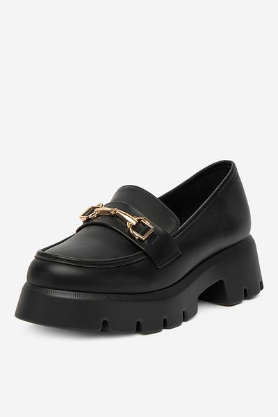 DeeZee Mocasini damă cu talpă groasă și talpă joasă, negri, mărimea 40