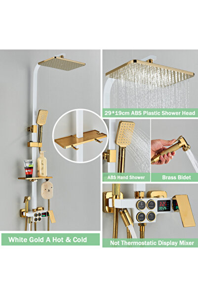 Blackswan Design Coloana dus,Blackswan,Tip M136, alb/auriu ajustabil,pipa mobila,dus presiune,afisaj digital,120 cm