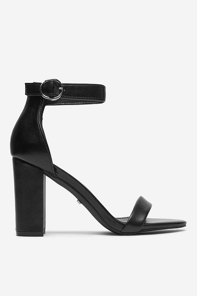 DeeZee Sandale damă cu toc jos, negre, 38