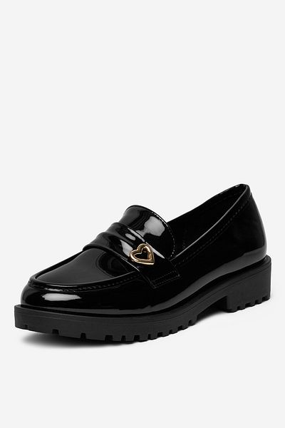 DeeZee Mocasini damă cu talpă joasă, negri, talpă plată, 36
