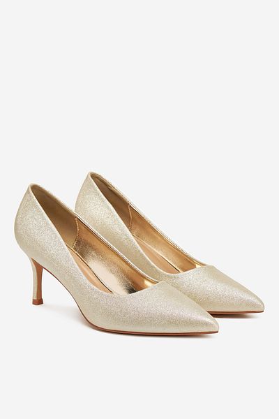 DeeZee Pantofi cu toc înalt și stiletto auriu, model 36, model cu toc jos