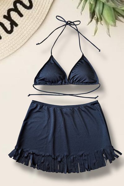 Nilmay mayo Women's Triangle Skirt Bikini Set