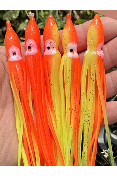 eagenset Silikon Ahtapot Uv Neon Turuncu Yapay Yem Olta Takımı, Çapari, Jig, ...
