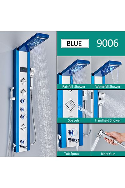 Blackswan Design Panel dus, Blackswan, Tip M9006 albastru LED, afisaj digital, pipa, dus bideu si functii SPA, 125 cm