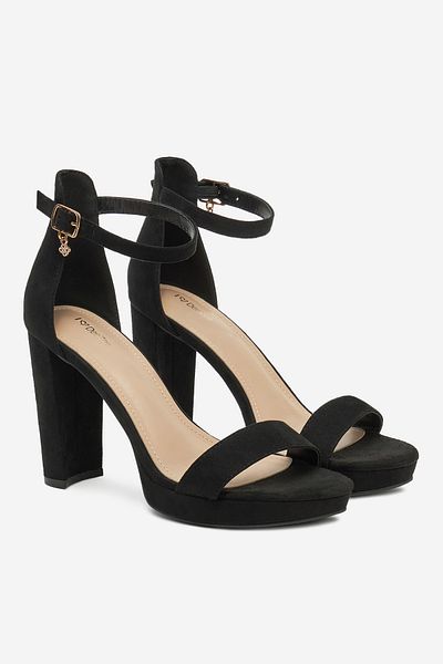 DeeZee Sandale damă cu toc jos, negre, 38