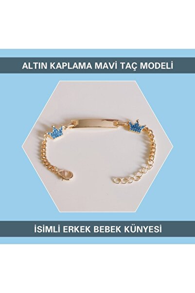 Sahi Aksesuar Kaplama Mavi Taç Modeli Isimli Erkek Bebek Künyesi Ibcb064