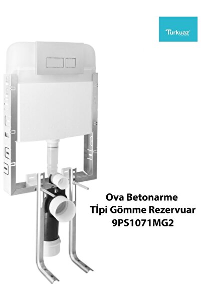 Turkuaz Ova Gömme Rezervuar 3'lü Set Kumanda Paneli Stop Valf