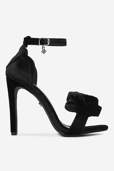 DeeZee Sandale cu toc înalt pentru femei, stiletto, negre, talie înaltă, 35