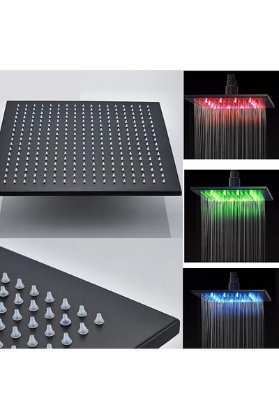 Blackswan Design Set baterie dus, Blackswan, Tip M3.18 LED, model negru mat cu pipa swivel, dimensiune 40 cm