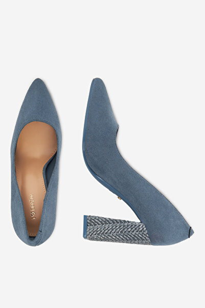 DeeZee Pantofi cu toc albaștri pentru femei, talpă joasă, 37