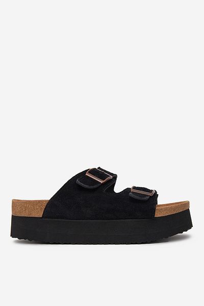 DeeZee Sandale damă din piele, negre, cu platformă 40