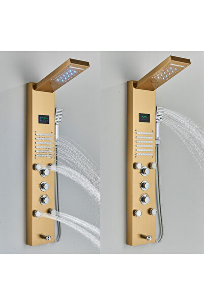 Blackswan Design Panel dus, Blackswan, Tip M8004, model auriu cu pipa, afisaj digital, LED si functii SPA, 121 cm