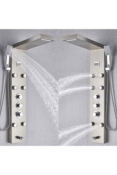 Blackswan Design Shower panel, Blackswan, Type M1258 nickel model with LED, digital display, spout and SPA functions, 121 cm