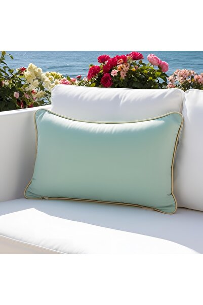 Bc Home Altın Kenar Biyeli Mint Yeşili Dikdörtgen Kırlent Kılıfı Yumuşak Doku...