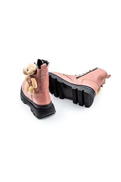 İnciAkfırat Stylish Casual Daily Side Bear Detailed Lace-Up Short Boots