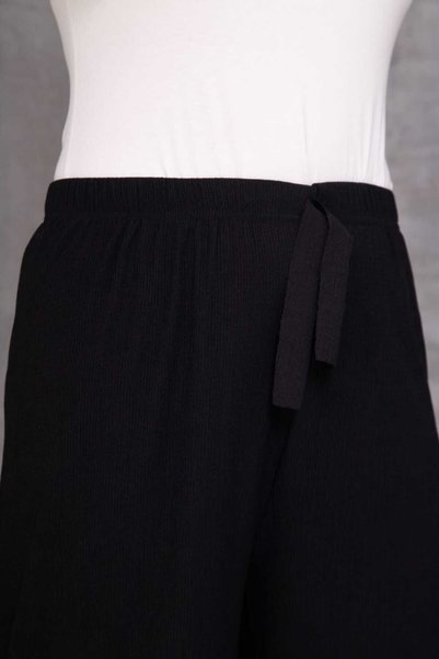 Eyfuze Women's Large Size Wrinkled Fabric Loose Wide Leg Elastic Waist Trousers
