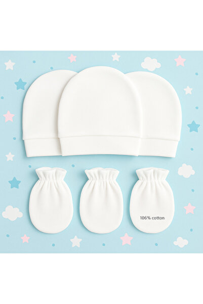 kidszone طقم قبعة وقفازات للأطفال حديثي الولادة مصنوع من القطن بنسبة 100%. 3 ...