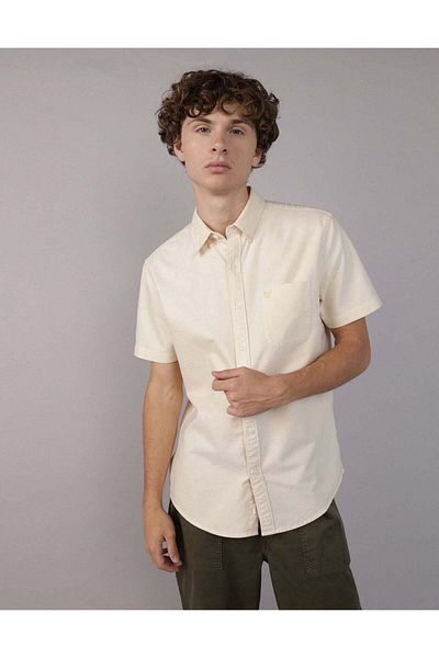 AMERICAN EAGLE AE Short-Sleeve Slim Fit Button-Up Shirt