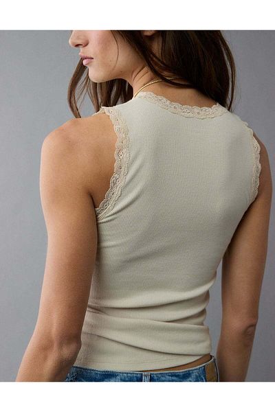 AMERICAN EAGLE AE Graphic Lace Trim Tank Top