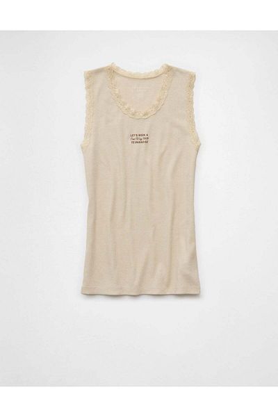 AMERICAN EAGLE AE Graphic Lace Trim Tank Top