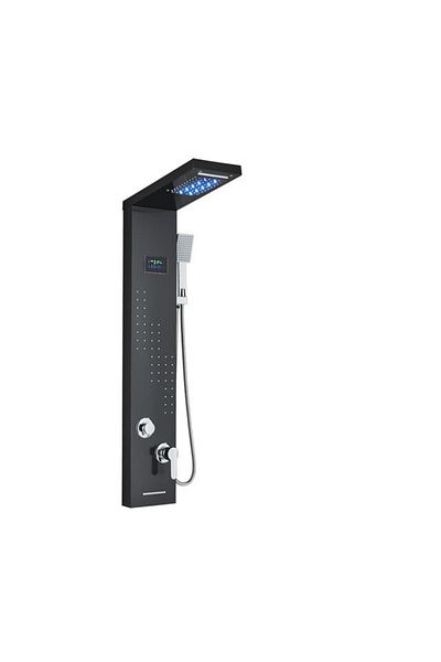 Blackswan Design Shower panel, Blackswan, Type M8012, black, waterfall spout, digital display, LED and SPA functions, 113 cm