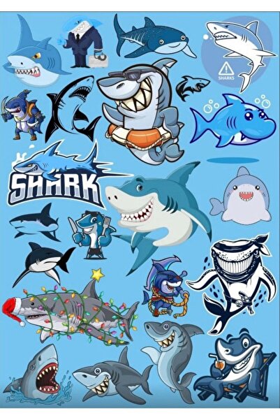 Reysa Tasarım Köpek Balığı Sticker Set 3