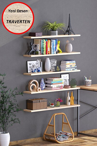 Cosargroup 5 Li İskandinav Tarzı Bohem Uçan Duvar Rafı Tv Rafı Kitaplık, Kütüphane Salon Dekorasyonu