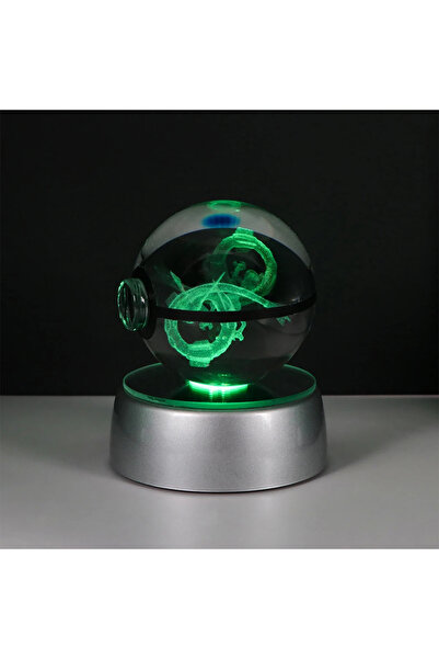 Choice9 5cm with Base Rayquaza Pokemon 3D Crystal Ball Pikachu Gengar Eevee Mewtwo Anime Game Pokeball Led N