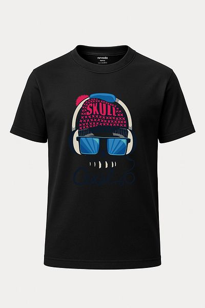 nirvoda Tricou unisex Loose Fit Cool Skull Skull Printed Crew Deck