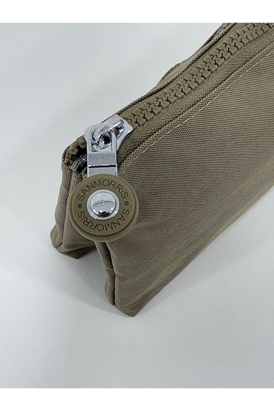 Sanmorris Дамски портфейл от нагъната материя за ръка и през рамо с метален цип и отделение за монети