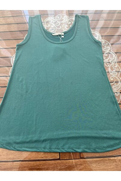 Moda Banuş Tight Fit Petrol Green Thick Strap Modal Fabric Tank Top Blouse