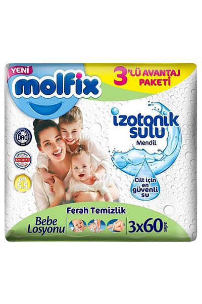 Skygo Molfix Isotonic Watery Fresh Cleaning Wet Towel Wipes 3 Pack 180 Sheets