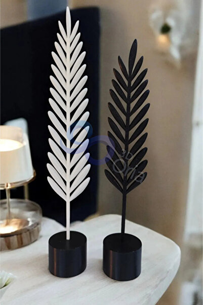 3DOria Dekoratif Modern Tüy Yaprak Takımı Ev Dekorasyonu için Şık ikili Akses...