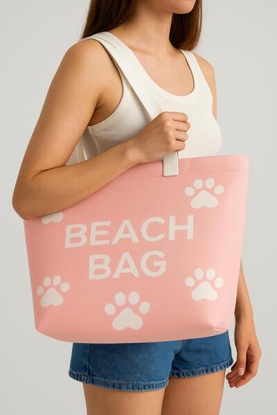 Sebir Moda Τσάντα παραλίας με μοτίβο ποδιών από πλεκτό ύφασμα