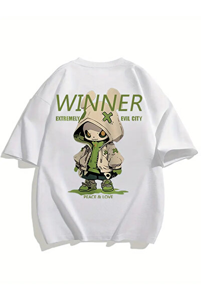 AEMİ Unisex pobednik Oversize kroj okrugla kragna T-shirt