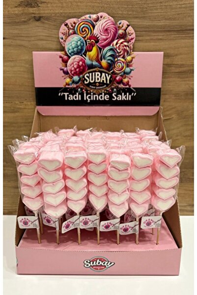 SUBAY ŞEKERLEME Marshmallow Lolipop Şekerleme 10 Adet (KALP) (PARTİ -DOĞUM GÜNÜ-ÇOCUK-HEDİYE-SEVGİLİ VB.)