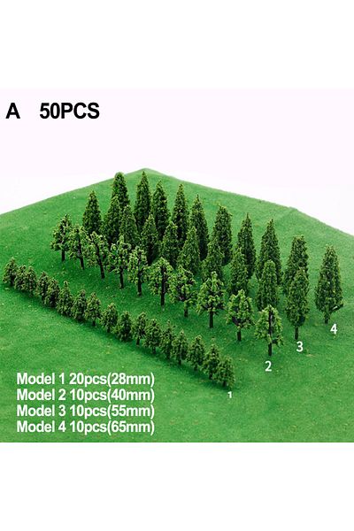 Choice A 50pcs Plastic Model Train Miniature Tree Scenery Diy Outdoor Landscape Railroad Building Landscap.