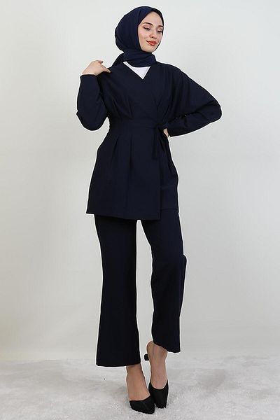 GİYZAMİLA Διπλό Σετ με Ζώνη στη μέση Navy Blue